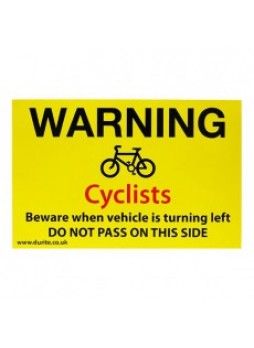 Warning Cyclists Safety Sign - Landscape