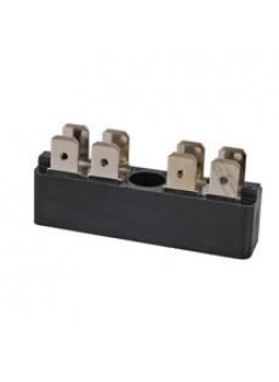2 x 4-Way Bus Bar with 6.3mm Common Plated Brass Blade Terminals - 25A