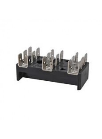 3 x 6-Way Bus Bar with 6.3mm Common Plated Brass Blade Terminals - 25A