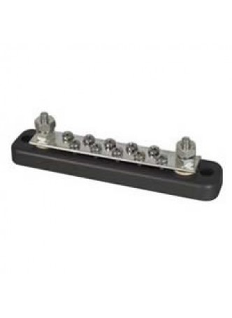 10-Screw Tin-Plated Copper Bus Bar with 2 x 3/16” UNF Studs - 150A