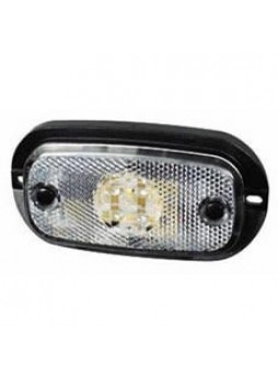 Clear LED Front Marker Lamp with Reflex Reflector and Leads - 12V
