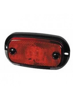 Red LED Rear Marker Lamp with Reflex Reflector and Leads - 12V