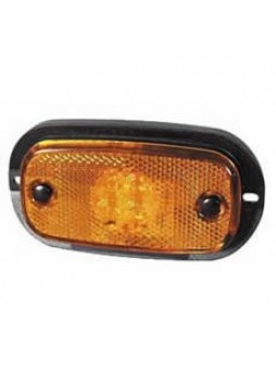 Amber LED Side Marker Lamp with Reflex Reflector and Leads - 12V
