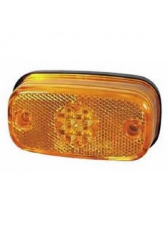 Amber LED Side Marker Lamp with Reflex Reflector and Screw Cable Connections - 24V