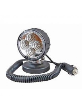 4 x 3W LED Work Lamp with Magnetic Base and 2.5m Retractable Lead - Black, 12/24V, IP67