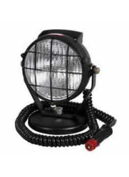 Round, Metal Work Lamp with Rotary Switch, 3M Cable and Plug - Black, 147mm diameter