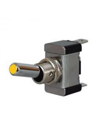 Amber LED On/Off Toggle Switch with Metal Lever- 12/24V