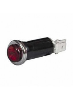 Red Warning Light with 12V 2W Ba7S Bulb for 13mm diameter hole - Chrome Bezel